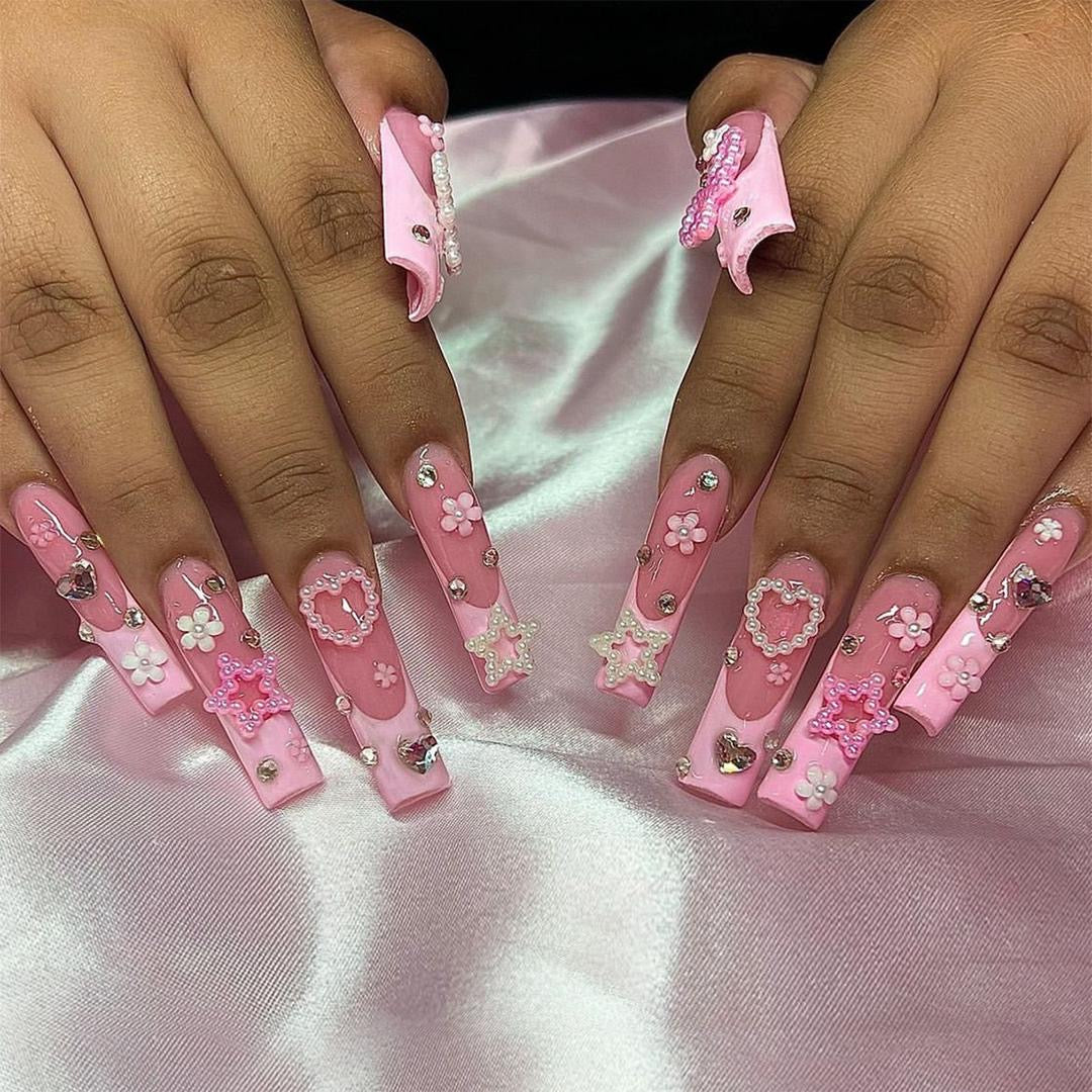 Press On Nails (Pink Hearts)